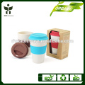 hotsale bamboo fiber eco-coffee cup with silicone sleeve and lid